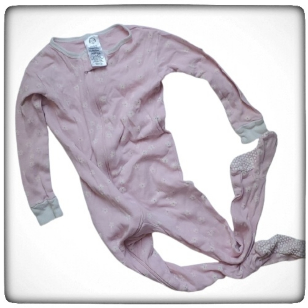 Pink Organic Cotton Flower Baby Zip Up Onsie-24M
